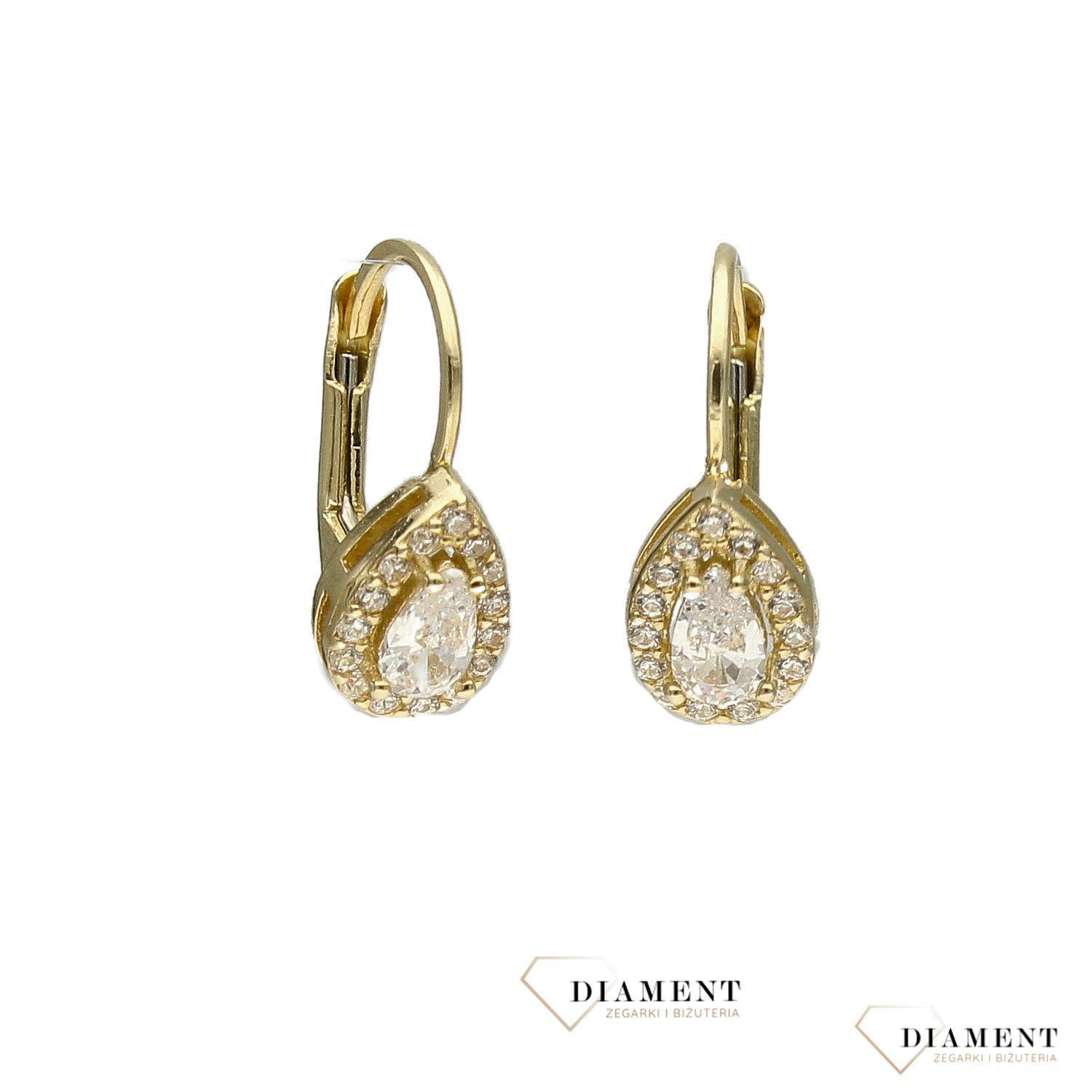 Złote kolczyki na angielskie zapięcie  ' Łza ' KL 8132.jpg